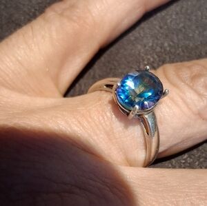 Sterling Silver Blue Mystic Topaz Solitaire Ring